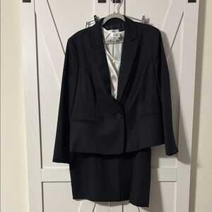 Navy Pinstripe Blazer and Skirt Set